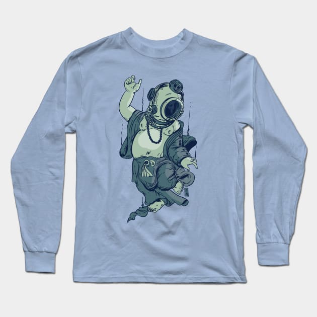 Aqua Buddha Long Sleeve T-Shirt by Thomcat23